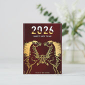 Jaar Van Het Vuurpaard 2026 Feestdagenkaart (Staand voorkant)