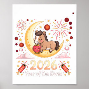 Jaar Van Het Vuurpaard 2026 Feestelijk Chinees Nie Poster