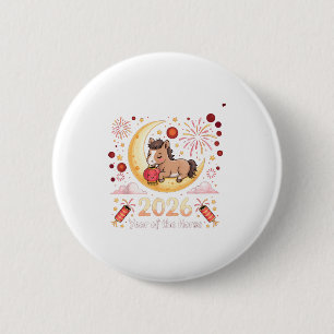 Jaar Van Het Vuurpaard 2026 Feestelijk Chinees Nie Ronde Button 5,7 Cm