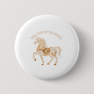 Jaar Van Het Vuurpaard 2026 Feestelijk Chinees Nie Ronde Button 5,7 Cm