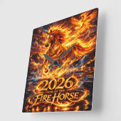 Jaar van het Vuurpaard 2026 Vierkante Klok (Hoek)