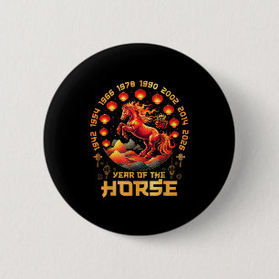 Jaar van het Vuurpaard Chinees Nieuwjaar 2026 Deco Ronde Button 5,7 Cm
