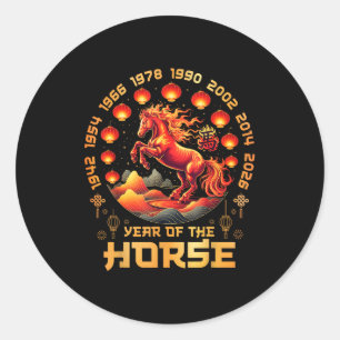Jaar van het Vuurpaard Chinees Nieuwjaar 2026 Deco Ronde Sticker