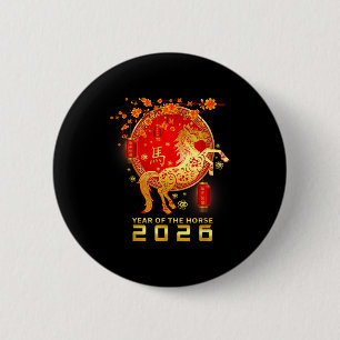 Jaar Van Het Vuurpaard Chinees Nieuwjaar 2026 Dier Ronde Button 5,7 Cm