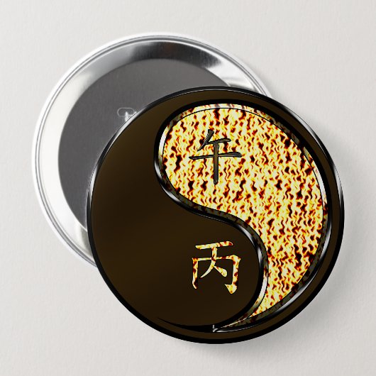 Jaar van het Vuurpaard Ronde Button 4,0 Cm (Voorkant /achterkant)