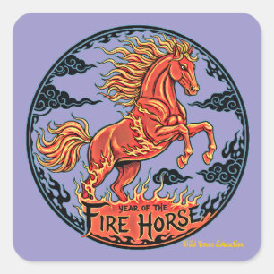 Jaar van het Vuurpaard Vierkante Sticker