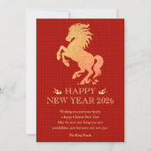 Jaar van het Zodiac Paard 2026 Chinees Nieuwjaar Feestdagenkaart (Voorkant)
