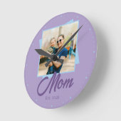 Jaar van oprichting mama met aangepaste foto ronde klok (Hoek)