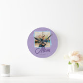 Jaar van oprichting mama met aangepaste foto ronde klok (Huis)