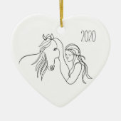 Jaar van paardenpest en meisjes keramisch ornament (Voorkant)