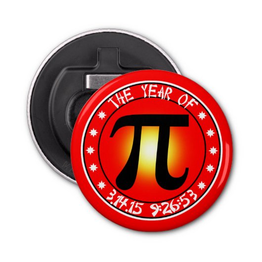 Jaar van Pi 3/14/15 9:26:53 Button Flesopener (Voorkant)