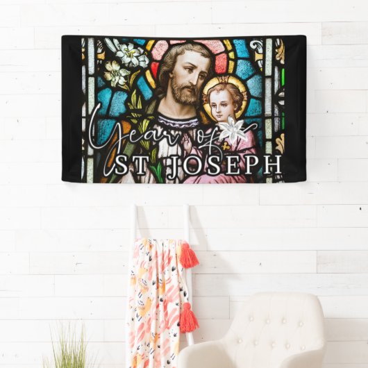 Jaar van Sint Joseph Glas in lood Religieuze Jezus Spandoek (Insitu)