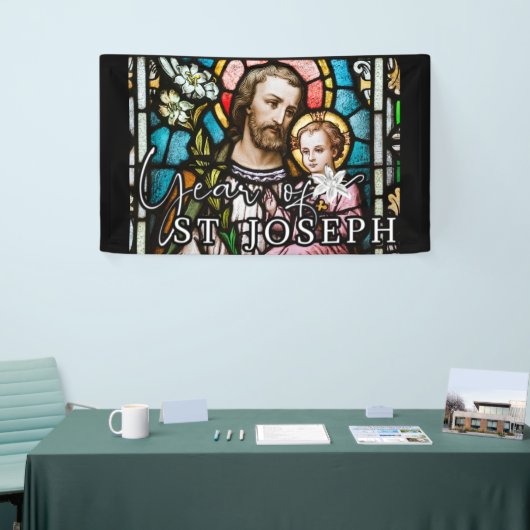 Jaar van Sint Joseph Glas in lood Religieuze Jezus Spandoek (Beurs)