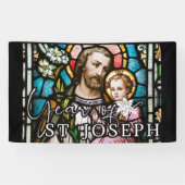 Jaar van Sint Joseph Glas in lood Religieuze Jezus Spandoek (Horizontaal)