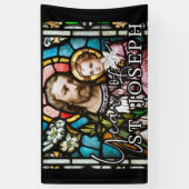 Jaar van Sint Joseph Glas in lood Religieuze Jezus Spandoek (Verticaal)