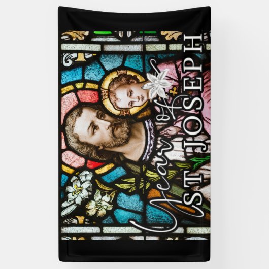 Jaar van Sint Joseph Glas in lood Religieuze Jezus Spandoek (Verticaal)