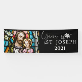Jaar van Sint Joseph Glas in lood Religieuze Jezus Spandoek
