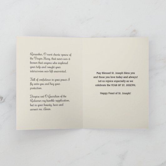 Jaar van Sint-Jozef Feestdag Katholiek Gebed Kaart (Binnen)