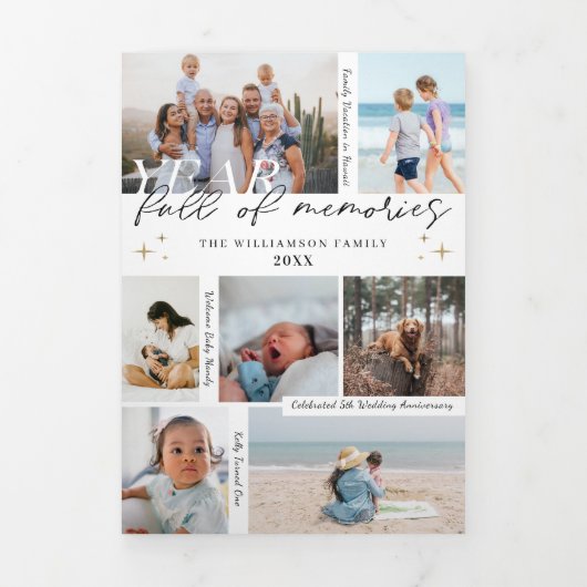 Jaar vol herinneringen Foto Collage & Highlight Drieluik Wenskaart (Cover)