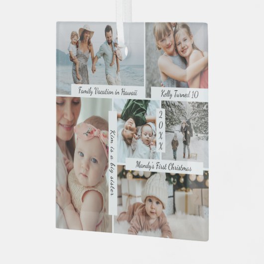 Jaar vol herinneringen Foto Collage & Highlight Glas Ornament (Voorkant links)
