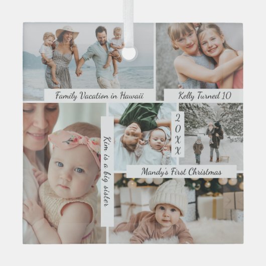 Jaar vol herinneringen Foto Collage & Highlight Glas Ornament (Voorkant)