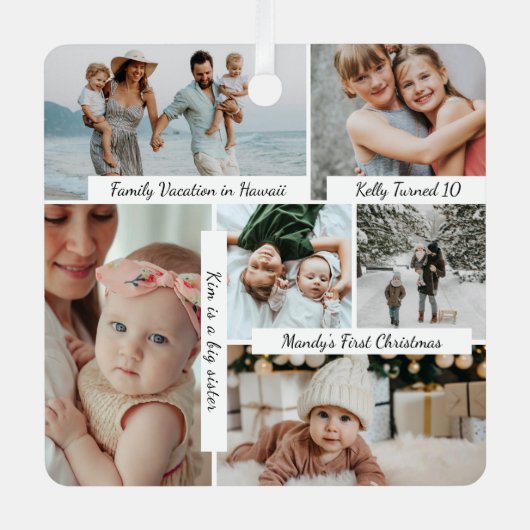Jaar vol herinneringen Foto Collage & Highlight Metalen Ornament (Voorkant)