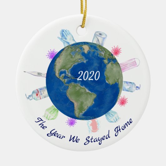 Jaar waarop we Home Quarantine World 2020 Covid he Keramisch Ornament (Voorkant)