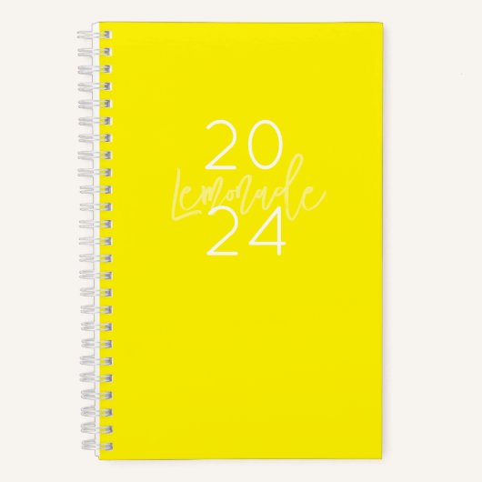 Jaarboek Jaarnaam Preppy Green White Citroen Notitieboek (Voorkant)