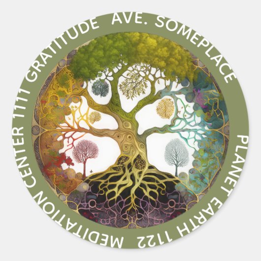 Jaargetijden | Boom des levens Ronde Sticker (Voorkant)