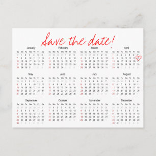Jaarkalender 2018 Save the Date Briefkaart