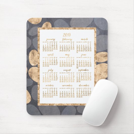 Jaarkalender 2019 Muis Goud Folie Donkergrijs Muismat (Met muis)