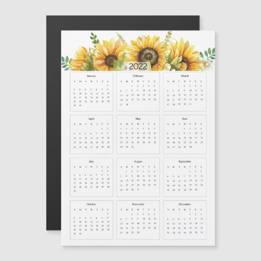 Jaarkalender 2022 met zonnebloemen (Voorkant / Achterkant)