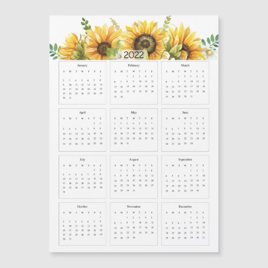 Jaarkalender 2022 met zonnebloemen (Voorkant)