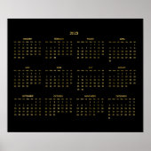 Jaarkalender 2023 nep-goud en zwarte poster (Voorkant)