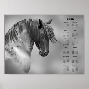 Jaarkalender Dapple Gray Paard (Halfglans) Poster