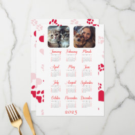 jaarkalender met rode pootafdrukken menu