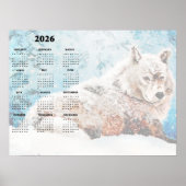 Jaarkalenderposter Wolf in Sneeuw Waarde Poster (Voorkant)