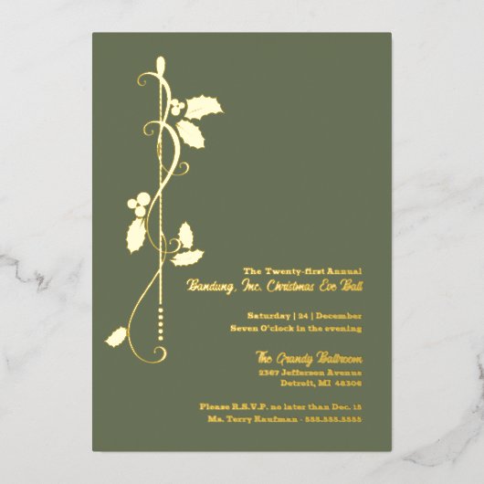 Jaarlijks Corporate Christmas Party Goud Folie Uitnodiging (Voorkant)