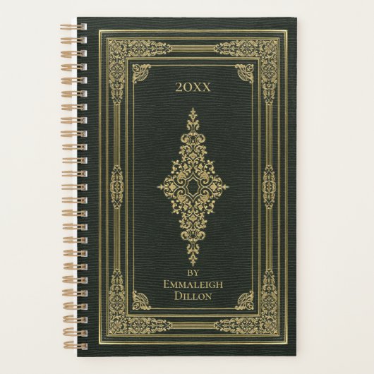 Jaarlijks  Elegant Olive Green Book Hoesje Planner (Voorkant)