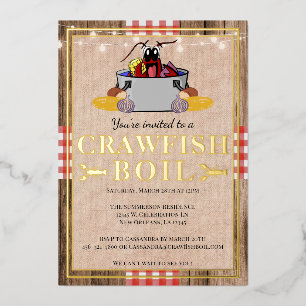 Jaarlijks familiefestijn met rivierkreeften koken  folie uitnodiging