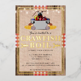 Jaarlijks familiefestijn met rivierkreeften koken folie uitnodiging