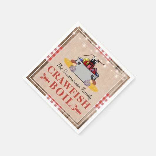 Jaarlijks familiefestijn met rivierkreeften koken  servet (Hoek)