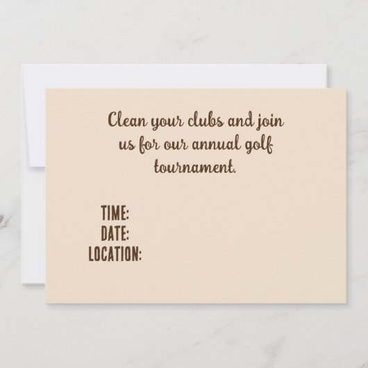 Jaarlijks Familiereünie Veer Golf Toernooi Kaart (Achterkant)