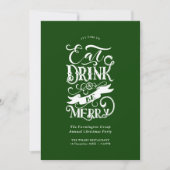 Jaarlijks Feest Eet Drink Be Merry Green Kaart (Voorkant)