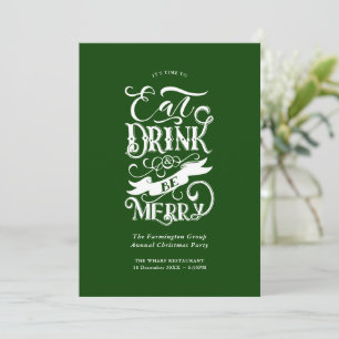 Jaarlijks Feest Eet Drink Be Merry Green Kaart
