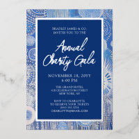 Jaarlijks Gala Blauw Abstract Waterverf Zilver Fol
