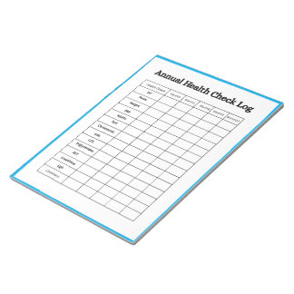 Jaarlijks Gezondheidscontrolelogboekontwerp Notitieblok