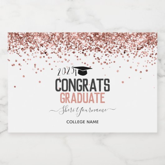 Jaarlijks Glitter Graduation Party Likeurfles Etiket (Enkel label)