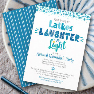 Jaarlijks Hanukkah-feest Pret Latkes Lach Licht Kaart