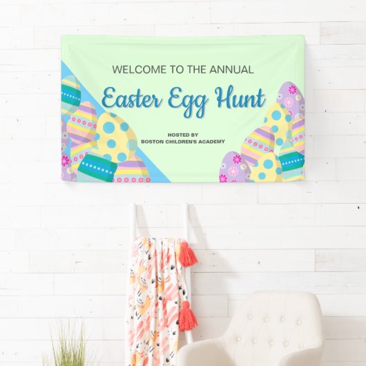 Jaarlijks jachtsignaal voor paaseieren in ontvangs spandoek (Insitu)